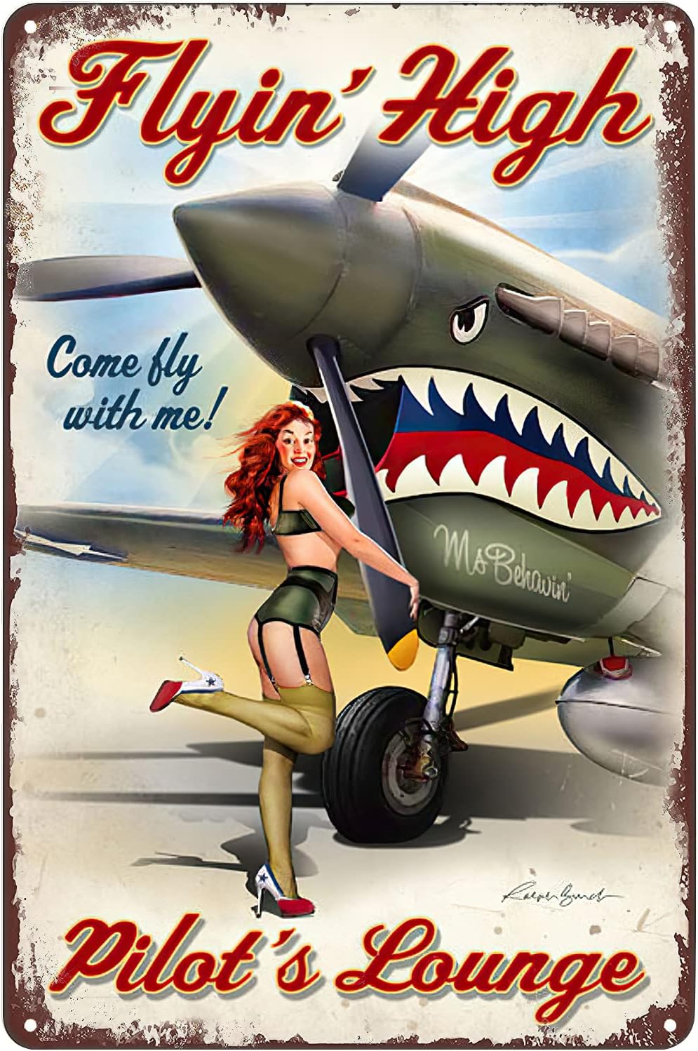Home Bar Lounge - Vintage Metal Tin Sign Poster Girl